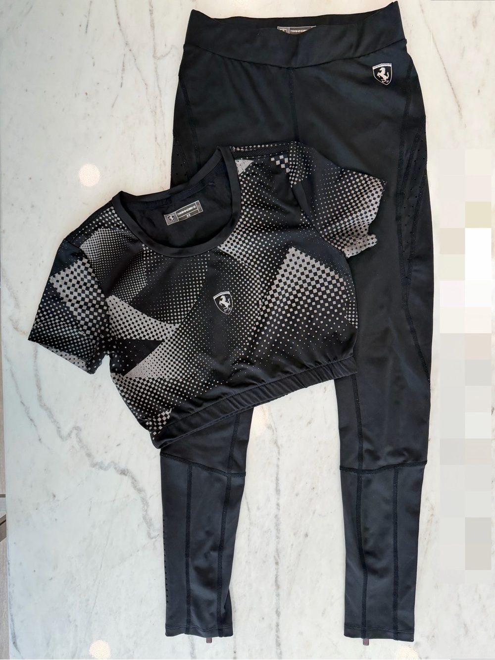 Ferrari Training Black Leggings & Cropped Top Set XS